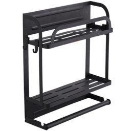Living and Home 2-Tier Black Metal Magnetic Floating Shelf for Fridges - Size: 35x30.7x11 - Wilko - thumbnail 1