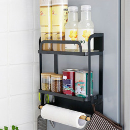 Living and Home 2-Tier Black Metal Magnetic Floating Shelf for Fridges - Size: 35x30.7x11 - Wilko - thumbnail 6