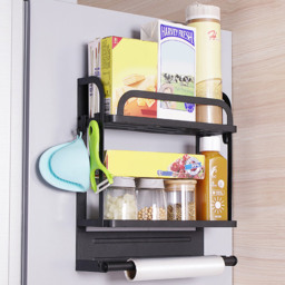 Living and Home 2-Tier Black Metal Magnetic Floating Shelf for Fridges - Size: 35x30.7x11 - Wilko - thumbnail 3