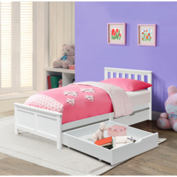 Comfy Living Single White Wooden Bed with 2 Drawer - Wilko - thumbnail 4