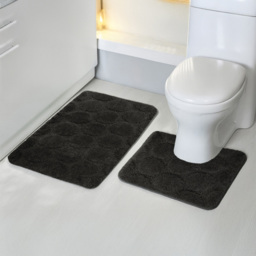 Velosso Cobla Black Bath Mat Set - Size: 50 x 80 x 1cm - Wilko - thumbnail 3