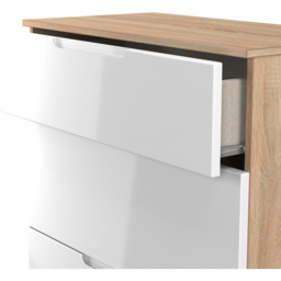 Crowndale Milan 3 Drawer White Gloss and Bardolino Oak Deep Chest of Drawers Ready Assembled - White Gloss & Bardolino Oak - Wilko - thumbnail 6