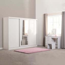 Seconique Nevada 3 Door White Sliding Wardrobe - Wilko - thumbnail 1