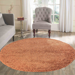 Desire Rugs Oxford Terracotta Plain Round Shaggy Rug 120 x 120cm - Wilko - thumbnail 3
