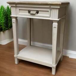 Acacia Home Single Drawer Cream Wooden Side Table - Size: 78 x 60 x 40cm - Wilko - thumbnail 1