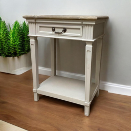 Acacia Home Single Drawer Cream Wooden Side Table - Size: 78 x 60 x 40cm - Wilko - thumbnail 4