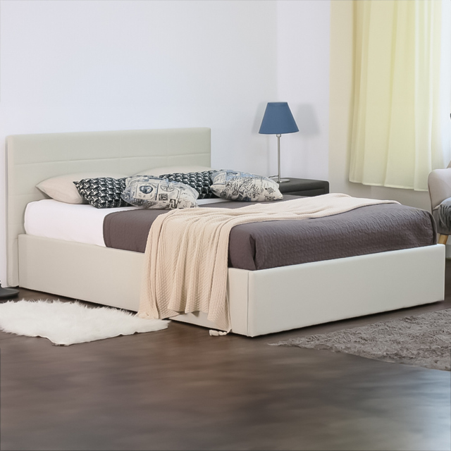 Brooklyn Single Cream Fabric Gas Lift Ottoman Bed - Wilko - image 1