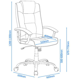 Alphason Houston Leather High Back Executive Chair - Size: 130 x 66 x 65cm - Cream - Wilko - thumbnail 6