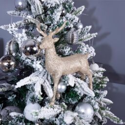 St Helens Gold Glitter Reindeer Christmas Decoration - Size: 9 x 18 x 25cm - Cream - Wilko - thumbnail 4