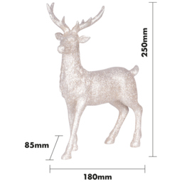 St Helens Gold Glitter Reindeer Christmas Decoration - Size: 9 x 18 x 25cm - Cream - Wilko - thumbnail 6
