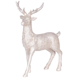 St Helens Gold Glitter Reindeer Christmas Decoration - Size: 9 x 18 x 25cm - Cream - Wilko - thumbnail 1