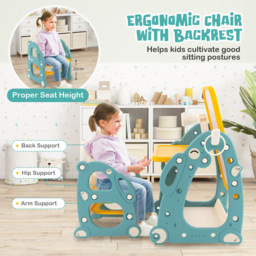 Costway 4 in 1 Yellow and Blue Kids Drawing Table and Chair Set - Size: 70 x 62 x 27cm - Multi - Wilko - thumbnail 6