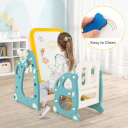 Costway 4 in 1 Yellow and Blue Kids Drawing Table and Chair Set - Size: 70 x 62 x 27cm - Multi - Wilko - thumbnail 5