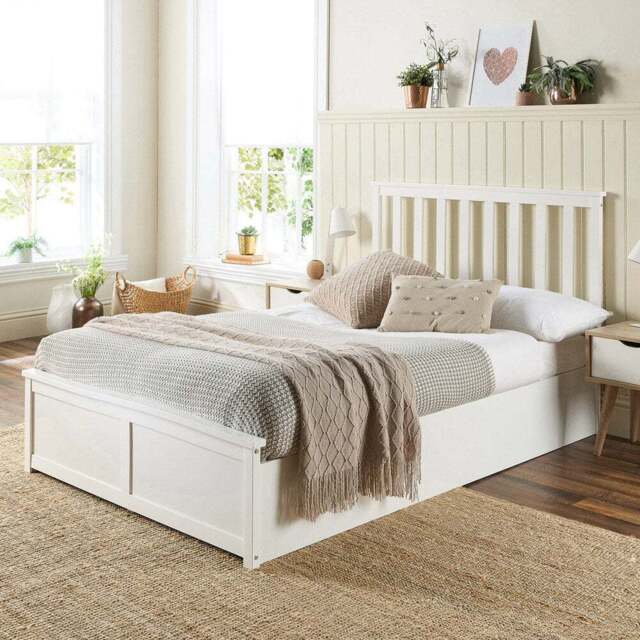 Aspire Furniture Small Double White Wooden Ottoman Bed - Aspire Beds - Wilko - image 1