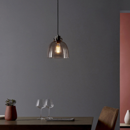Merano Alessandria Grey and Black Chrome Glass Pendant Light - Size: 21 x 21 x 146cm - Wilko - thumbnail 3