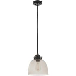 Merano Alessandria Grey and Black Chrome Glass Pendant Light - Size: 21 x 21 x 146cm - Wilko