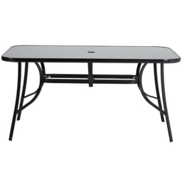 Living and Home Tempered Glass 4 Seater Rectangular Garden Dining Table Black - Wilko - thumbnail 4