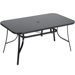 Living and Home Tempered Glass 4 Seater Rectangular Garden Dining Table Black - Wilko - thumbnail 3