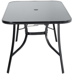 Living and Home Tempered Glass 4 Seater Rectangular Garden Dining Table Black - Wilko - thumbnail 5
