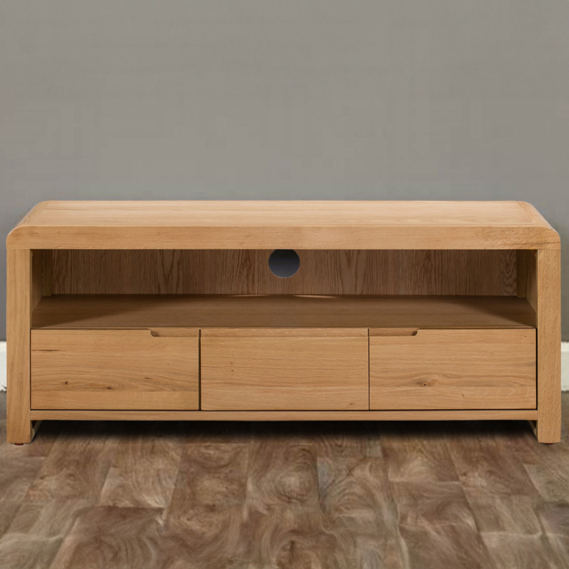 Julian Bowen Curve 3 Drawer Oak TV Unit - Wood - Wilko - image 1