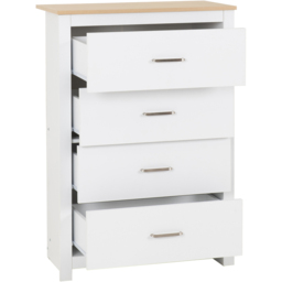 Seconique Portland 4 Drawer White and Oak Effect Chest of Drawers - Wilko - thumbnail 4