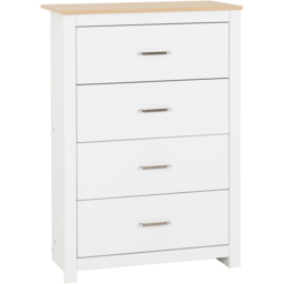 Seconique Portland 4 Drawer White and Oak Effect Chest of Drawers - Wilko - thumbnail 3