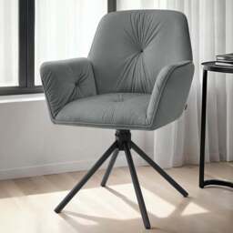tectake Lenia Set of 4 Anthracite and Black Velvet Swivel Chair - Size: Single - Grey - Wilko