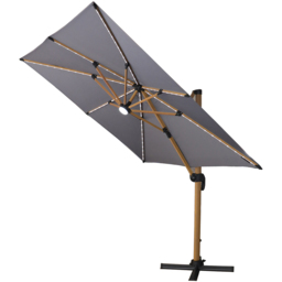 Grey LED Light Roma Umbrella Parasol 2.5m - Size: 3m - Wilko - thumbnail 4