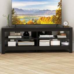 Costway 4 Shelf Black Corner TV Unit with Power Outlet - Size: 151 x 49 x 16cm - Wilko