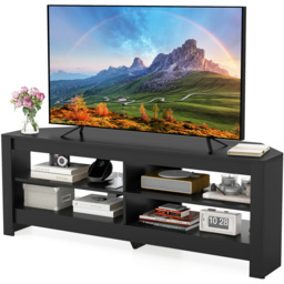 Costway 4 Shelf Black Corner TV Unit with Power Outlet - Size: 151 x 49 x 16cm - Wilko - thumbnail 3