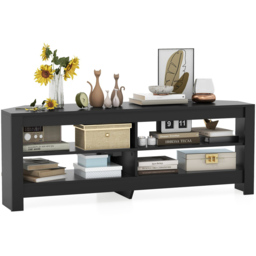 Costway 4 Shelf Black Corner TV Unit with Power Outlet - Size: 151 x 49 x 16cm - Wilko - thumbnail 4