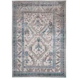 Kukoon Traditional Bordered Medallion Beige Grey Washable Rug 160 x 230cm - Blue - Wilko