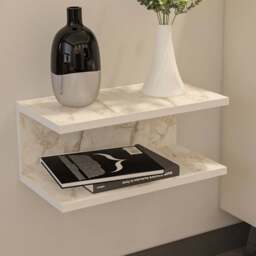 Decorotika Ramira 2 Shelf White Marble Effect Floating Bedside Table - Multi - Wilko - thumbnail 1