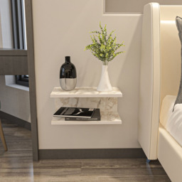 Decorotika Ramira 2 Shelf White Marble Effect Floating Bedside Table - Multi - Wilko - thumbnail 7