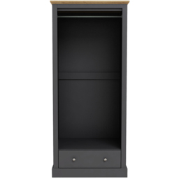 Devon 2 Door Single Drawer Charcoal Wardrobe - Size: 2 Door, Single Drawer - Black - LPD Home - Wilko - thumbnail 4