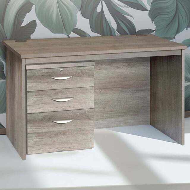 R White Cabinets 3 Drawer Home Office Desk with Hutch Grey - Size: 72.8 x 120 x 70cm - Wilko - image 1