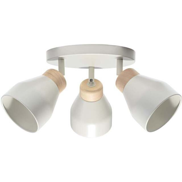 Happy Homewares Muted Dove Grey Contemporary Scandinavian Designed Triple Spot Ceiling Light - Size: 16 x 23 x 23cm - Wilko - image 1