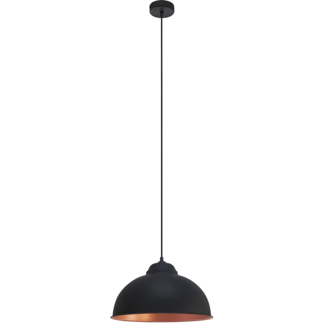 EGLO Truro2 Black/Copper Domed Pendant - Size: 110 x 37 x 110cm - Wilko - image 1