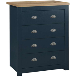 Highgate 4 Drawer Navy and Oak Chest of Drawers - Blue - Birlea - Wilko - thumbnail 5
