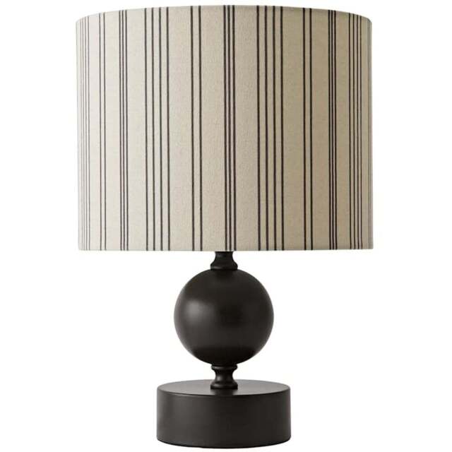 ValueLights Anthony Linen Stripe Shade Candlestick LED Table Lamp with Bulb - Size: 37 x 26 x 26cm - Brown - Wilko - image 1