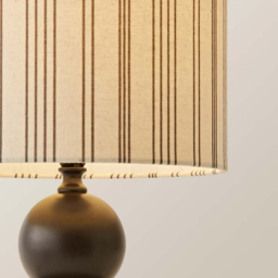 ValueLights Anthony Linen Stripe Shade Candlestick LED Table Lamp with Bulb - Size: 37 x 26 x 26cm - Brown - Wilko - thumbnail 6