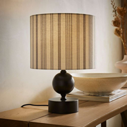 ValueLights Anthony Linen Stripe Shade Candlestick LED Table Lamp with Bulb - Size: 37 x 26 x 26cm - Brown - Wilko - thumbnail 4