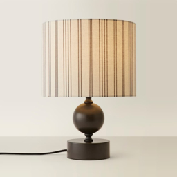 ValueLights Anthony Linen Stripe Shade Candlestick LED Table Lamp with Bulb - Size: 37 x 26 x 26cm - Brown - Wilko - thumbnail 5