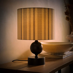 ValueLights Anthony Linen Stripe Shade Candlestick LED Table Lamp with Bulb - Size: 37 x 26 x 26cm - Brown - Wilko - thumbnail 3