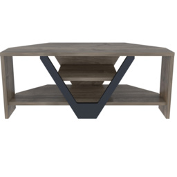 Decorotika Karin 2 Shelf Walnut and Black Modern Corner TV Unit - Size: 36.8 x 90 x 35cm - Multi - Wilko - thumbnail 3