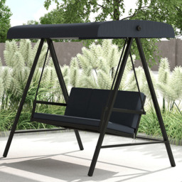 Outsunny 3 Seater Dark Grey Swing Chair with Adjustable Canopy - Wilko