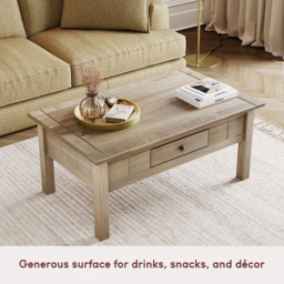 Vida Designs Panama Single Drawer Oak Coffee Table - Size: 60 x 100 x 43cm - Brown - Wilko - thumbnail 7