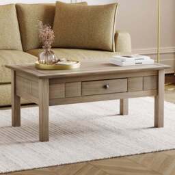 VIDA DESIGNS Panama Single Drawer Oak Coffee Table - Size: 60 x 100 x 43cm - Brown - Wilko