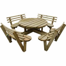 Forest Circular Picnic Table with Seat Backs - Size: 4 Seater - Brown - Forest Garden - Wilko - thumbnail 3