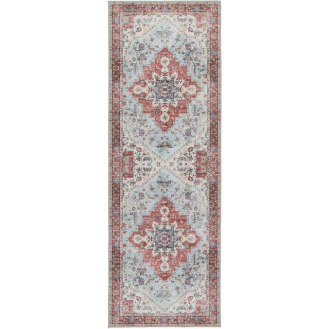 Origins My Washable Blue and Red Marrakesh Rug 67 x 200cm - Origins Rugs - Wilko - image 1
